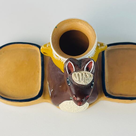 Andean Ceramic Salt and Pepper plus Toothpick Holder 6 x 3 1/4 x 3 1/4” - Picture 4 of 6